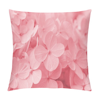 Personality  Blurred Beautiful Pink Hydrangea Or Hortensia Flower Close Up. Artistic Natural Background. A Macrophotography Of A Pink Hyndrangea In All Its Glory. Pillow Covers