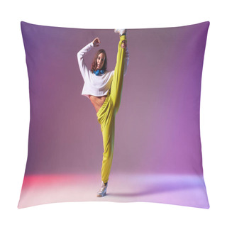 Personality  Young Dancer Doing Split Leap Pillow Covers