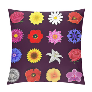 Personality  Big Set Of Spring Or Summer Flowers Isolated Pillow Covers