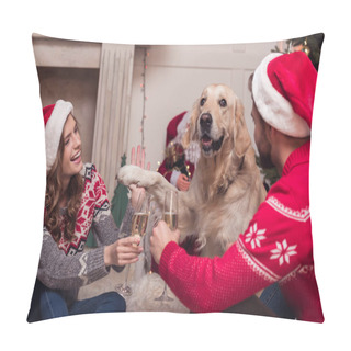 Personality  Couple Drinking Champagne At Christmastime Pillow Covers