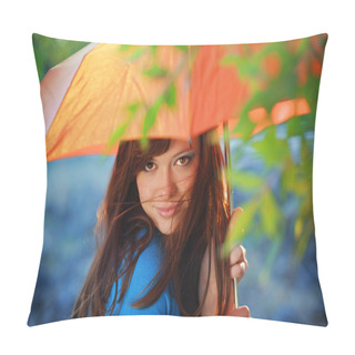 Personality  Young Woman In Autumn Park Pillow Covers