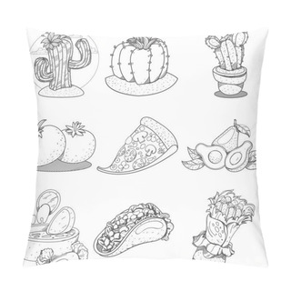 Personality  Mexican Theme Icons Pillow Covers