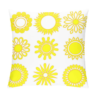 Personality  Hand Drawn Doodle Suns. Pillow Covers