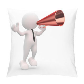 Personality  Man Giving An Announcement At A Megaphone Pillow Covers