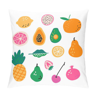 Personality  Fruit Hand Drawn Vector Illustration. Cooking Ingredients. Scandinavian Style Cafe Menu, Banner, Cookbook Page. Pillow Covers