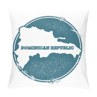 Personality  Grunge Rubber Stamp With Name And Map Of Dominican Republic, Vector Illustration. Pillow Covers