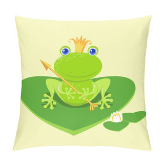 Personality  Frog Prince Waiting To Be Kissed, Holding Arrow. Pillow Covers