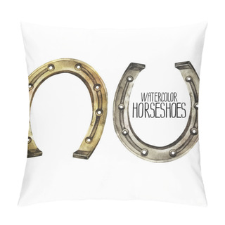 Personality  Watercolor Horseshoes In Golden And Silver Colors Pillow Covers