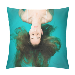 Personality  Wellness - Young Woman Floating In Spa Or Swimming Pool  Pillow Covers