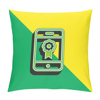 Personality  Badge Green And Yellow Modern 3d Vector Icon Logo Pillow Covers