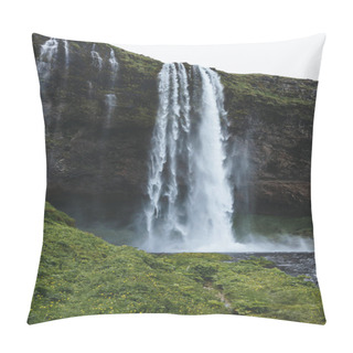 Personality  Scenic View Of Landscape With Seljalandsfoss Waterfall In Highlands In Iceland  Pillow Covers