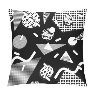 Personality  80s Pattern With Geometry Shape In Black And White Pillow Covers
