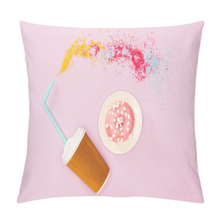 Personality  Coffee To Go And Donut Pillow Covers