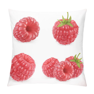 Personality  Raspberry. Sweet Fruit. 3d Vector Icons Set. Realistic Illustration Pillow Covers