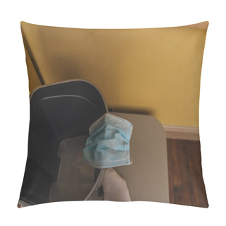 Personality  Cropped View Of Man Near Medical Mask In Trash Can, End Of Quarantine Concept  Pillow Covers