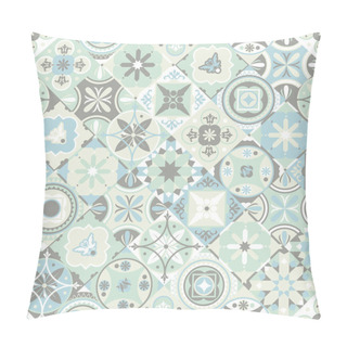 Personality  Vintage Tiles Intricate Details For A Decorative Look. Ceramic Paint Floor, Ornament Collection Patchwork Pattern Colorful Painted Tin Illustration Background Pattern. Geometric Decoration For Floor Pillow Covers
