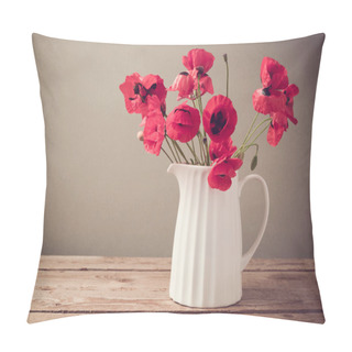 Personality  Poppy Flowers Bouquet In Jug Pillow Covers
