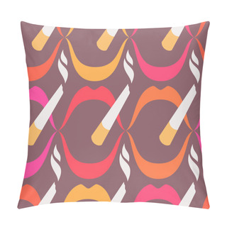Personality  Talking Lips With Smoking Cigarettes Seamless Pattern Pillow Covers