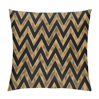 Personality  Seamless Golden Cheugy Chevron Zigzag Pattern. Vintage Abstract Gold Plated Relief Sculpture On Black Background. Modern Elegant Metallic Luxury Backdrop. Maximalist Gilded Wallpaper 3D Rendering Pillow Covers