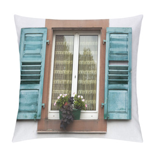 Personality  Vintage Window With Blue Shutters Pillow Covers