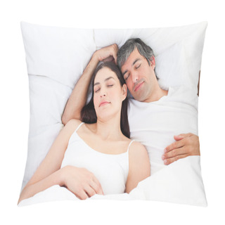 Personality  Affectionate Couple Hugging Lying In Their Bed Pillow Covers
