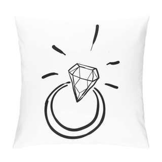Personality  Handdrawn Doodle Diamond Ring Illustration Cartoon Style Pillow Covers