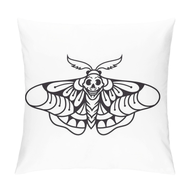 Personality  Moth Hand Drawing Old School Tattoo. Pillow Covers