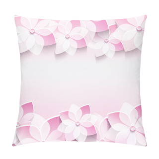 Personality  Trendy Abstract Pink Background With 3d Sakura Flower Pillow Covers