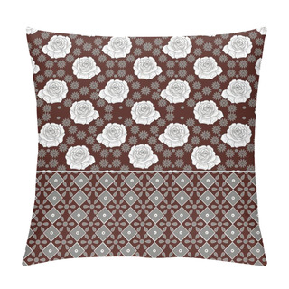 Personality  The Eternal Beauty Of Roses With This Captivating Fabric Pattern. Set Against A Bold Red Background, Delicate White And Gray Roses Bloom In Exquisite Contrast, Creating A Mesmerizing Visual Symphony. Each Petal Tells A Story Of Timeless Elegance  Pillow Covers