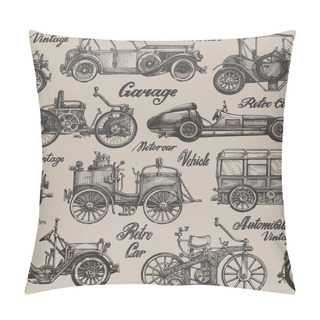 Personality  Vintage, Retro Cars. Background. Banner, Poster Pillow Covers