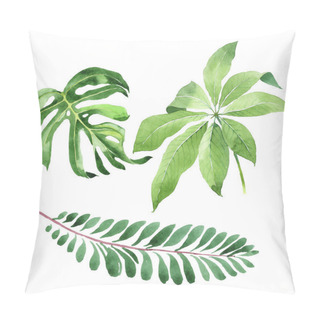 Personality  Exotic Tropical Hawaiian Green Palm Leaves Isolated On White. Watercolor Background Set.  Pillow Covers