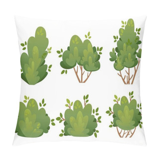 Personality  Set Of Natural Bush And Garden Trees For Park Cottage And Yard Vector Illustration Isolated On White Background Website Page And Mobile App Design Pillow Covers