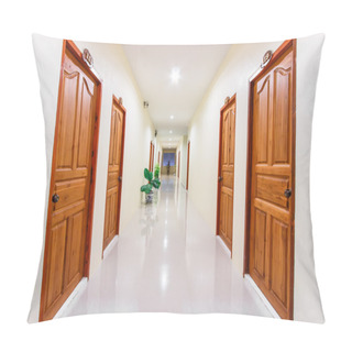 Personality  Corridor In Hotel With Rooms Pillow Covers