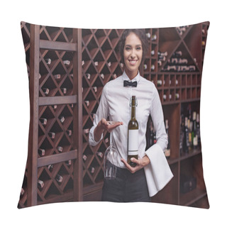Personality  Sommelier With Wine In Cellar Pillow Covers