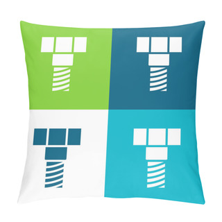 Personality  Bolt Flat Four Color Minimal Icon Set Pillow Covers
