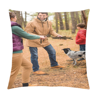 Personality  Happy Family Collecting Firewood Pillow Covers