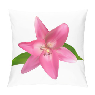Personality  Realistic Pink Lily Vector Illustration Pillow Covers