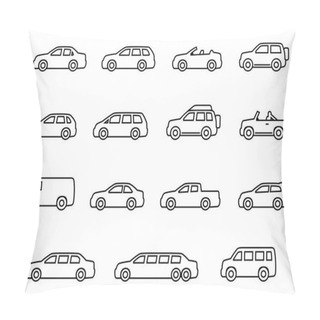 Personality  Cars Line Icons Set Pillow Covers