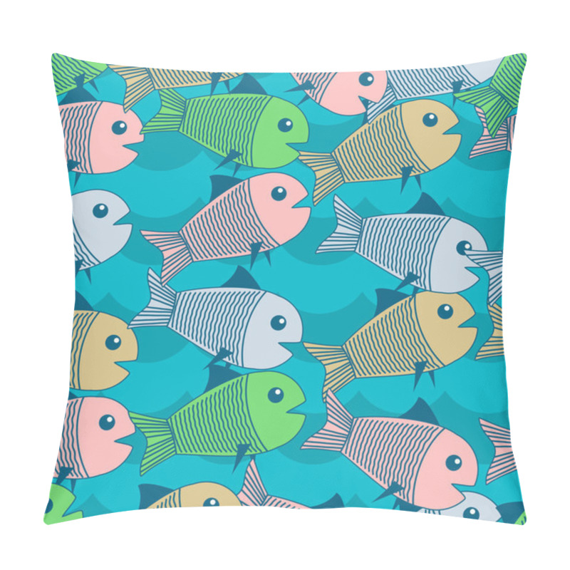 Personality  Vector Background With Fishes. Pillow Covers