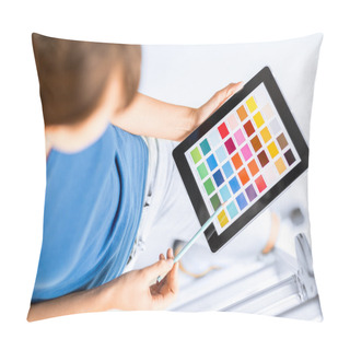 Personality  Woman Working With Color Samples Pillow Covers