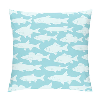 Personality  Vector Silhouettes Of River Fishes - Textile Print Or Background With Seamless Pattern Pillow Covers