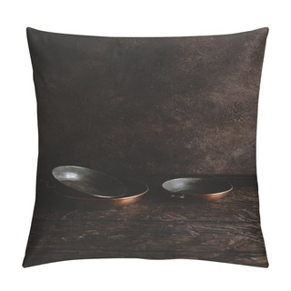 Personality  Close-up View Of Empty Vintage Utensils On Rustic Wooden Table   Pillow Covers