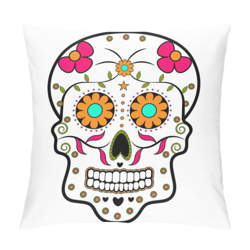 Personality  Floral ornamente head skull. Day of the dead pillow covers
