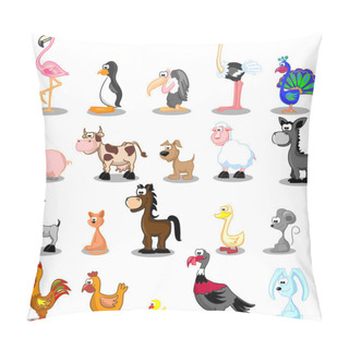 Personality  Pets On The Farm And Birds Pillow Covers