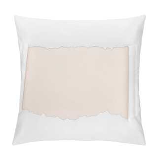Personality  Ripped White Textured Paper With Curl Edges On Ivory Background  Pillow Covers