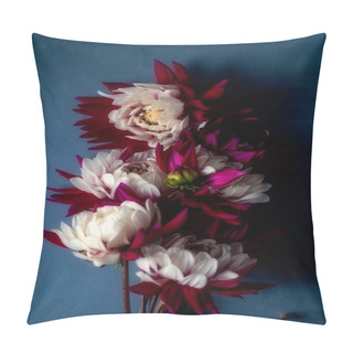 Personality  Bunch Of Red And White Dahlias Pillow Covers