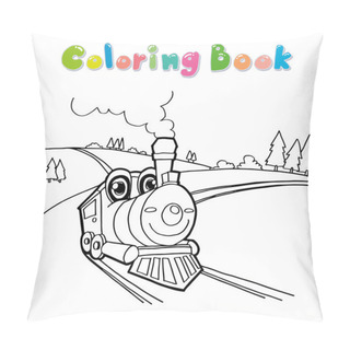 Personality  Train Coloring Page Vector Pillow Covers