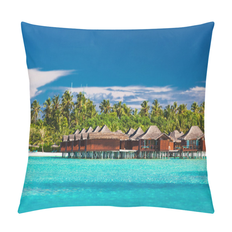 Personality  Overwater bungallows in lagoon on tropical island pillow covers