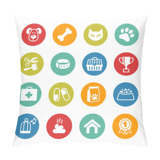 Personality  Pets Icons Set. Veterinary Emblems, Veterinary Pharmacy Pillow Covers