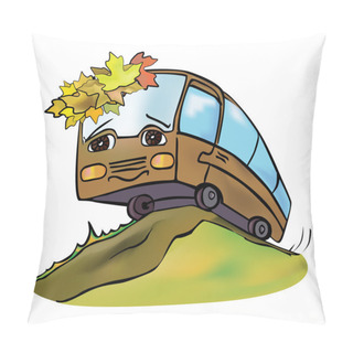 Personality  Cheerful Multicolored Bus Pillow Covers